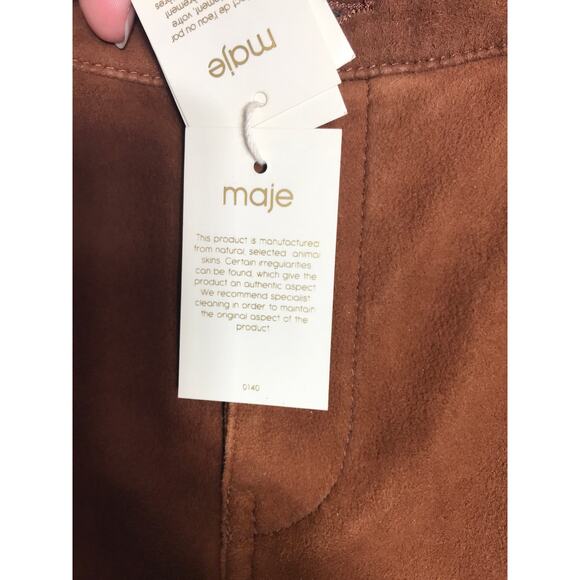 New Maje Women's 38 Pants Suede Leather Camel Brown Durable Versatile US Medium - Picture 6 of 15